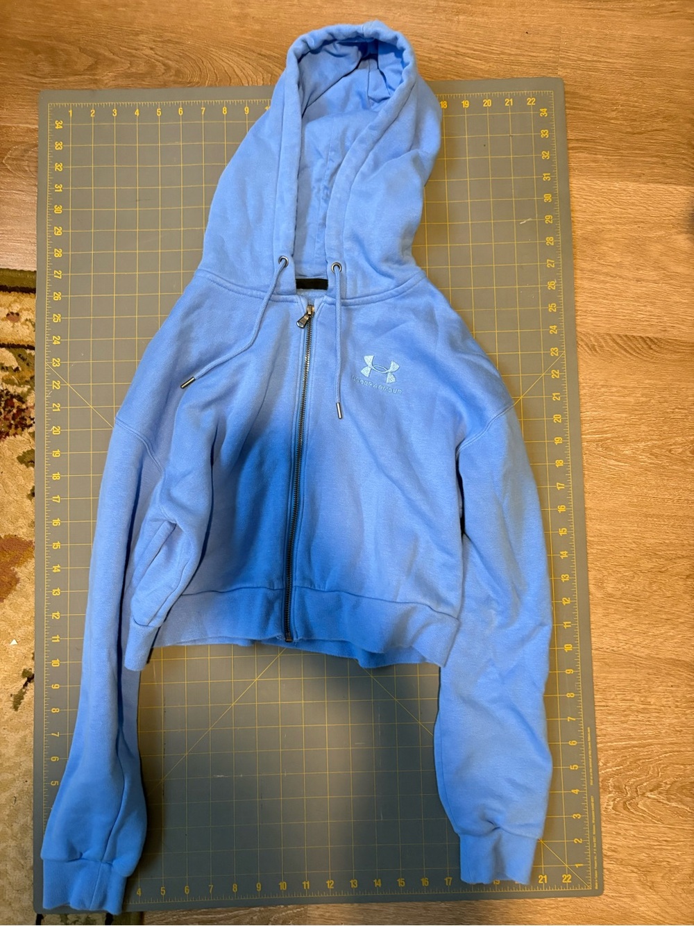 Under Armour Light Blue Cropped Full-Zip Hoodie Jacket